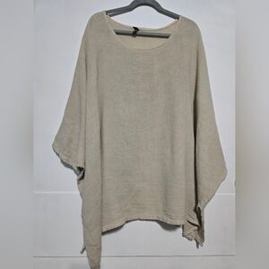 Venti6 Linen Blend Very Oversized Lagenlook Top Size S Oatmeal